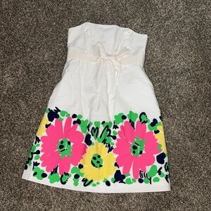 Lilly Pulitzer White Dress with Pink and Yellow Floral Design